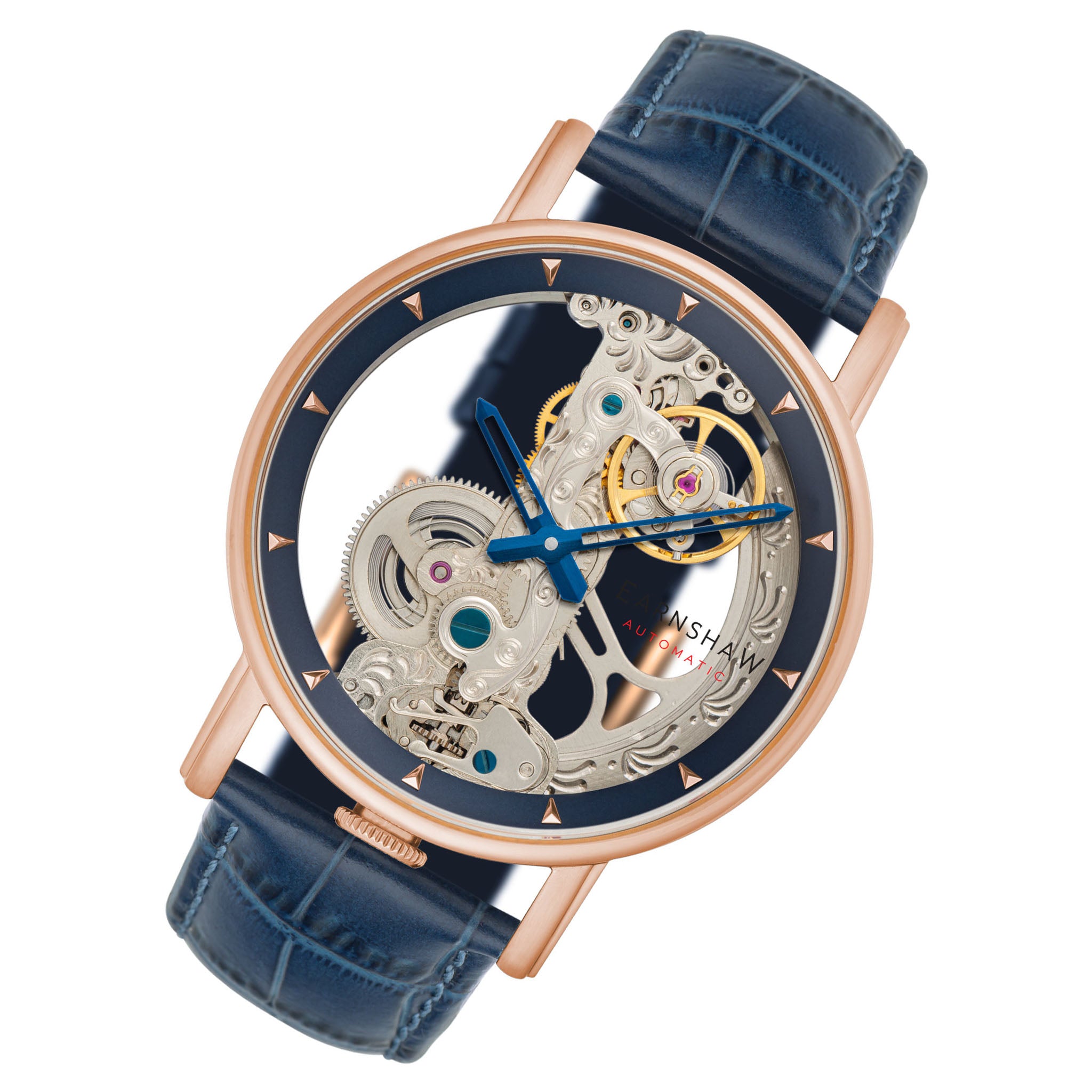 Earnshaw Blue Leather Men's Automatic Watch - ES-8225-06