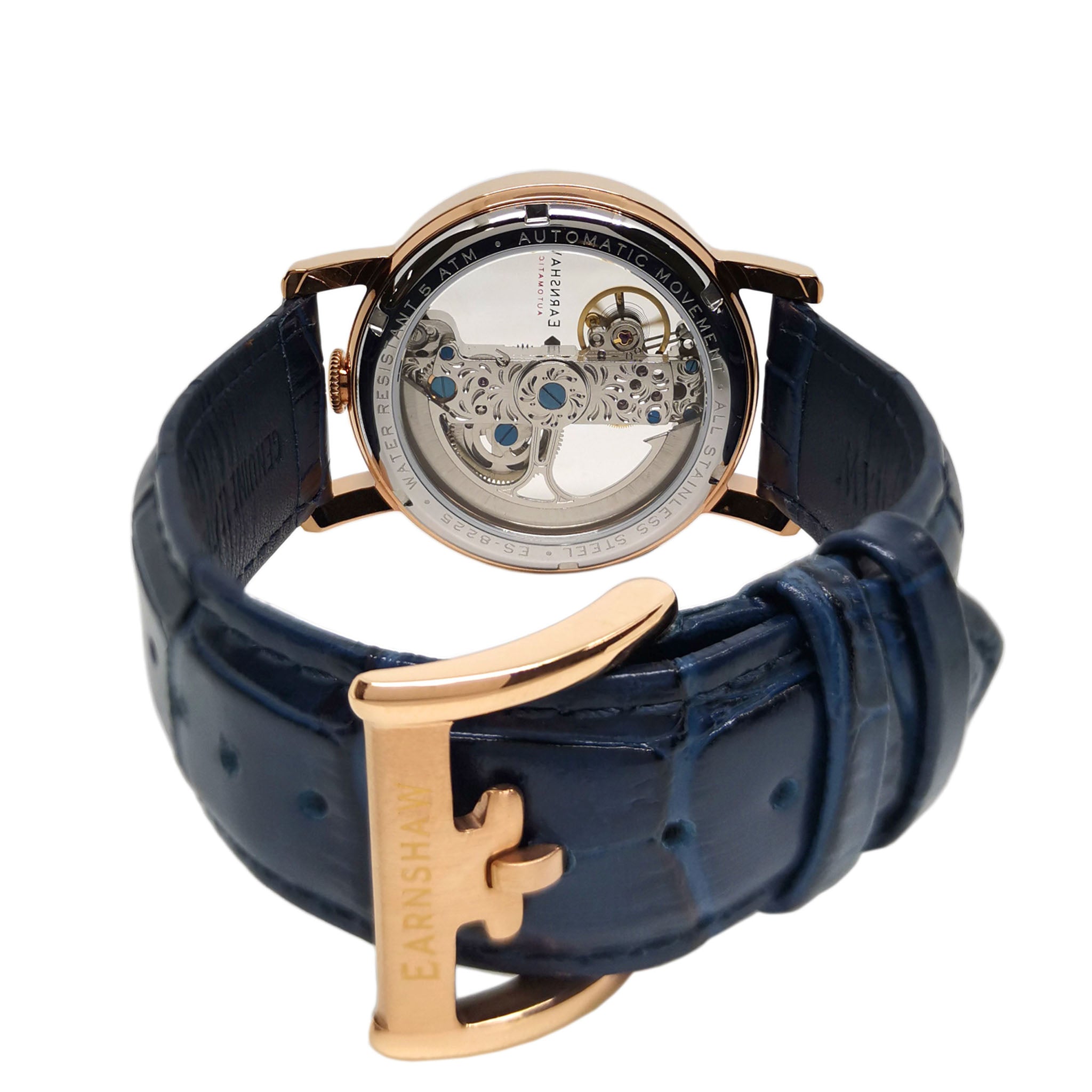 Earnshaw Blue Leather Men's Automatic Watch - ES-8225-06