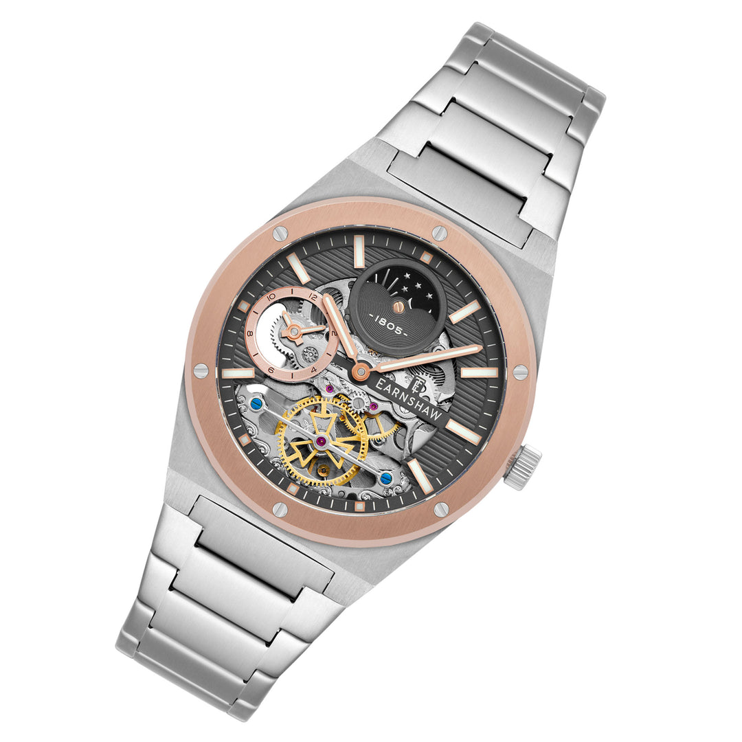 Earnshaw Silver Steel Grey Dial Multi-function Men's Automatic Watch - ES-8291-44