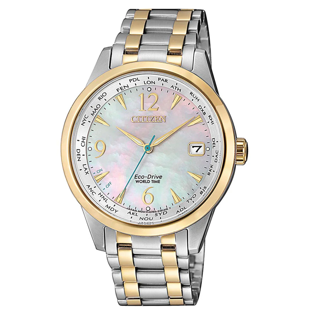 Citizen Eco Drive Two-Tone Steel MOP Dial Women's Watch - FC8008-88D