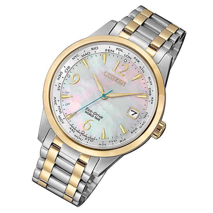 Citizen Eco Drive Two-Tone Steel MOP Dial Women's Watch - FC8008-88D