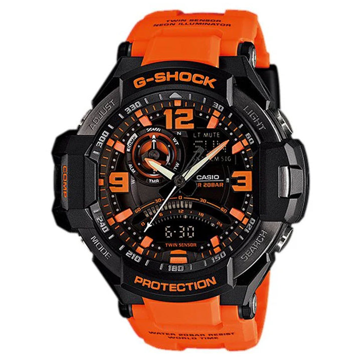 Casio G-SHOCK Orange Resin Black Dial Analogue-Digital Men's Watch - GA1000-4A