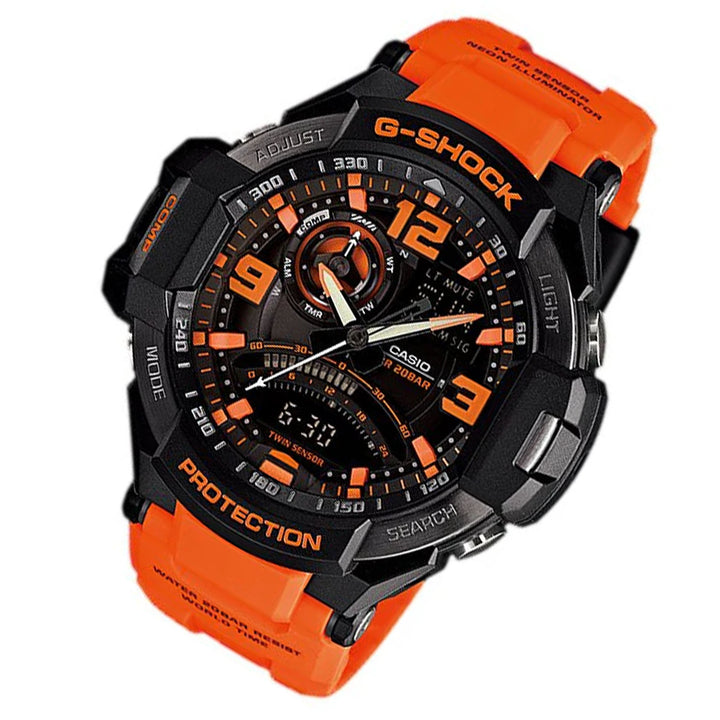 Casio G-SHOCK Orange Resin Black Dial Analogue-Digital Men's Watch - GA1000-4A