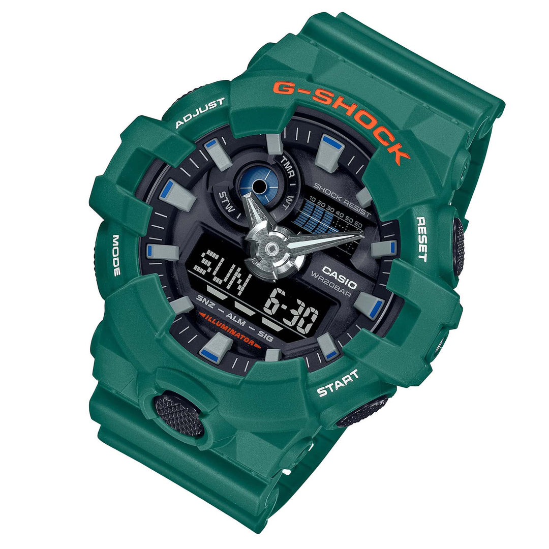 Casio G-SHOCK Green Resin Black Dial Analogue-Digital Men's Watch - GA700SC-3A