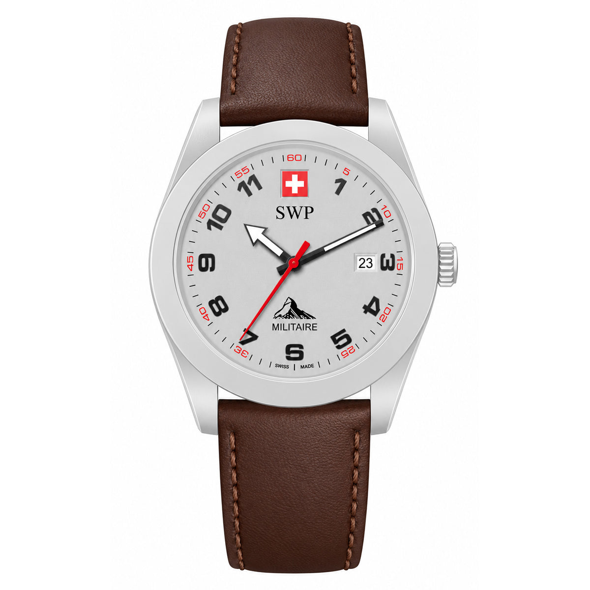 SWP Brown Leather Men's Swiss Made Watch - H139ALI