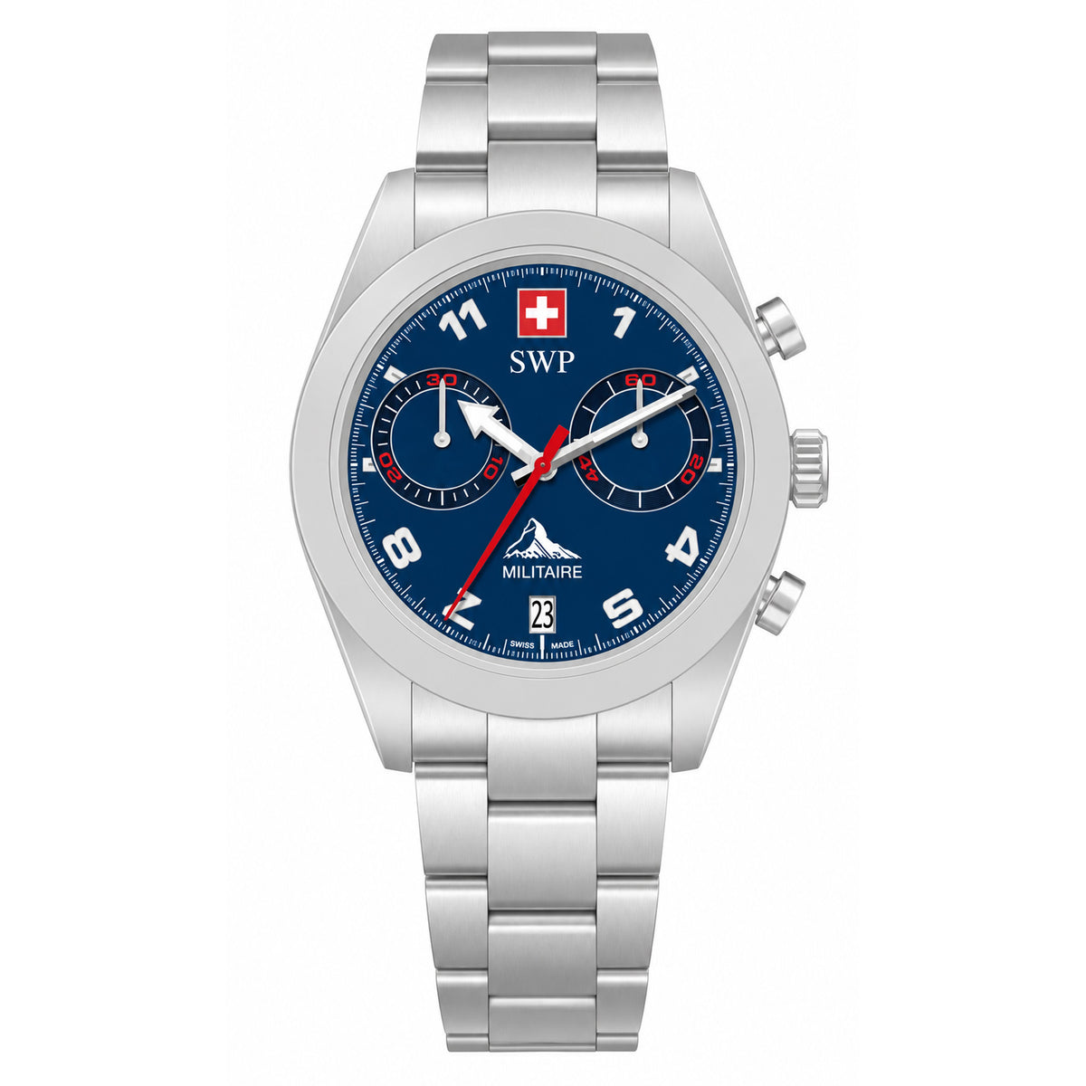 SWP Silver Stainless Steel Men's Swiss Made Watch - H139CHABU