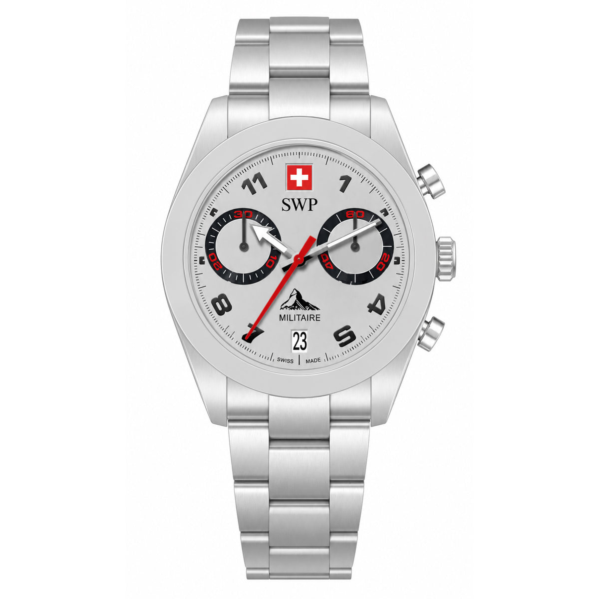 SWP Silver Stainless Steel Men's Swiss Made Watch - H139CHAI