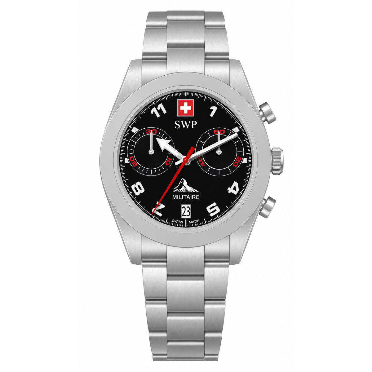 SWP Silver Stainless Steel Men's Swiss Made Watch - H139CHAN