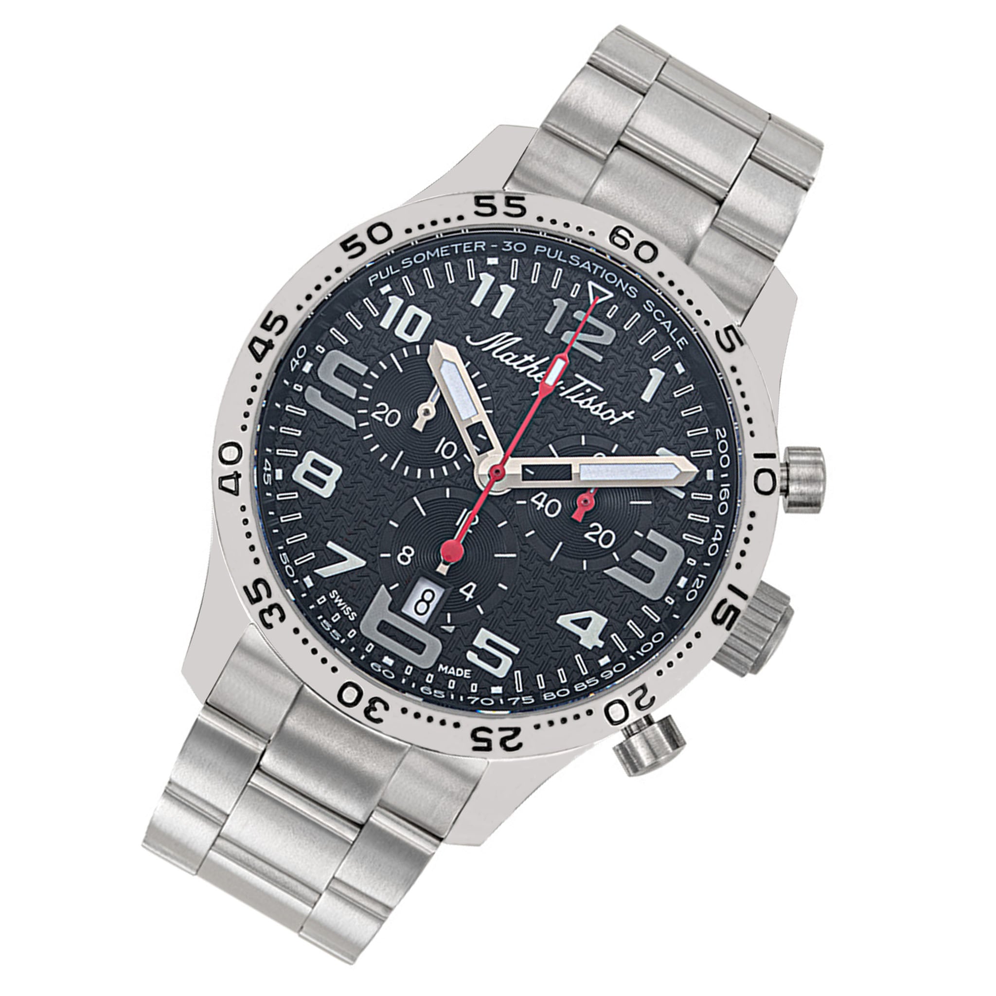 Mathey-Tissot Silver Titanium Black Dial Chronograph Men's Watch - H1821CHT1