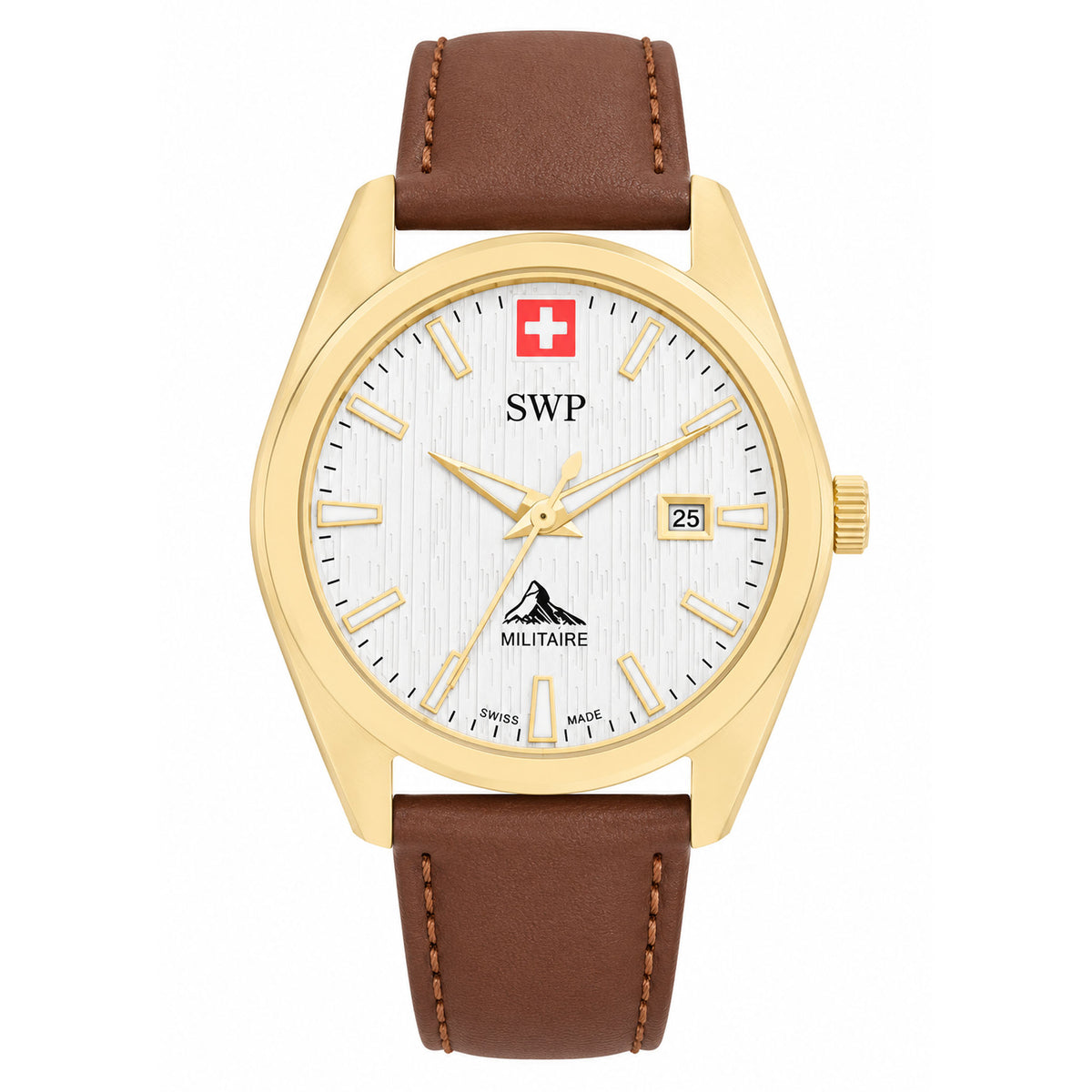 SWP Brown Leather Men's Swiss Made Watch - H226PLI