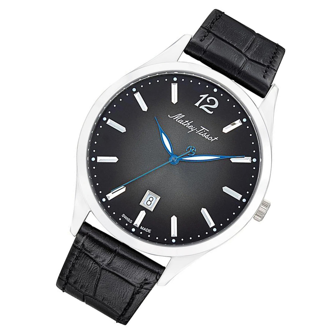 Mathey-Tissot Urban Leather Black Dial Swiss Made Men's Watch - H411AN