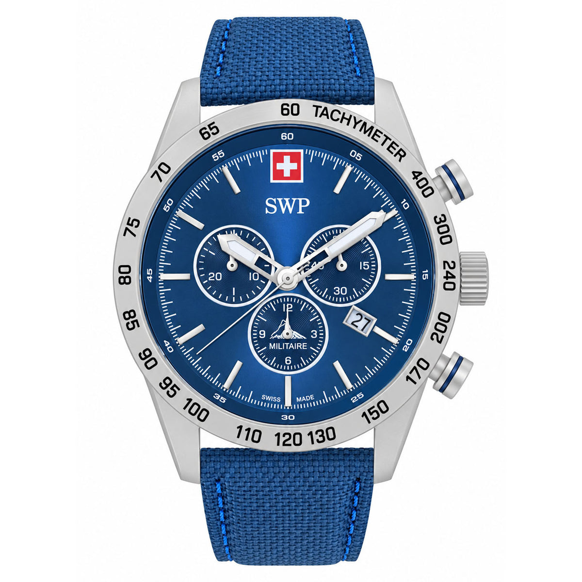 SWP Blue Leather Men's Swiss Made Watch - H822CHALBU
