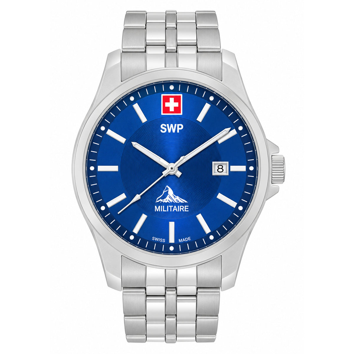 SWP Silver Stainless Steel Men's Swiss Made Watch - H984ABU
