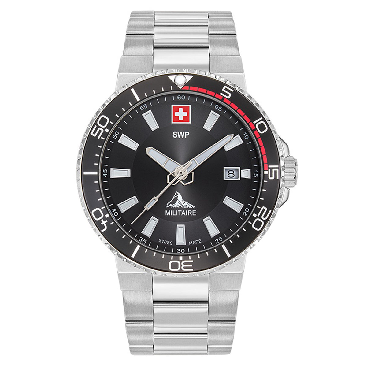 SWP Silver Stainless Steel Men's Swiss Made Watch - H986AN