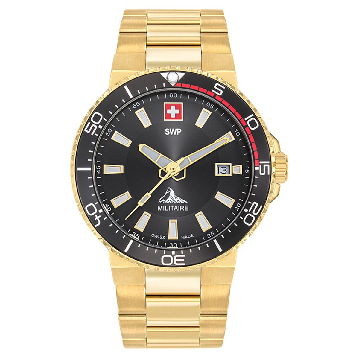 SWP Gold Stainless Steel Men's Swiss Made Watch - H986PN