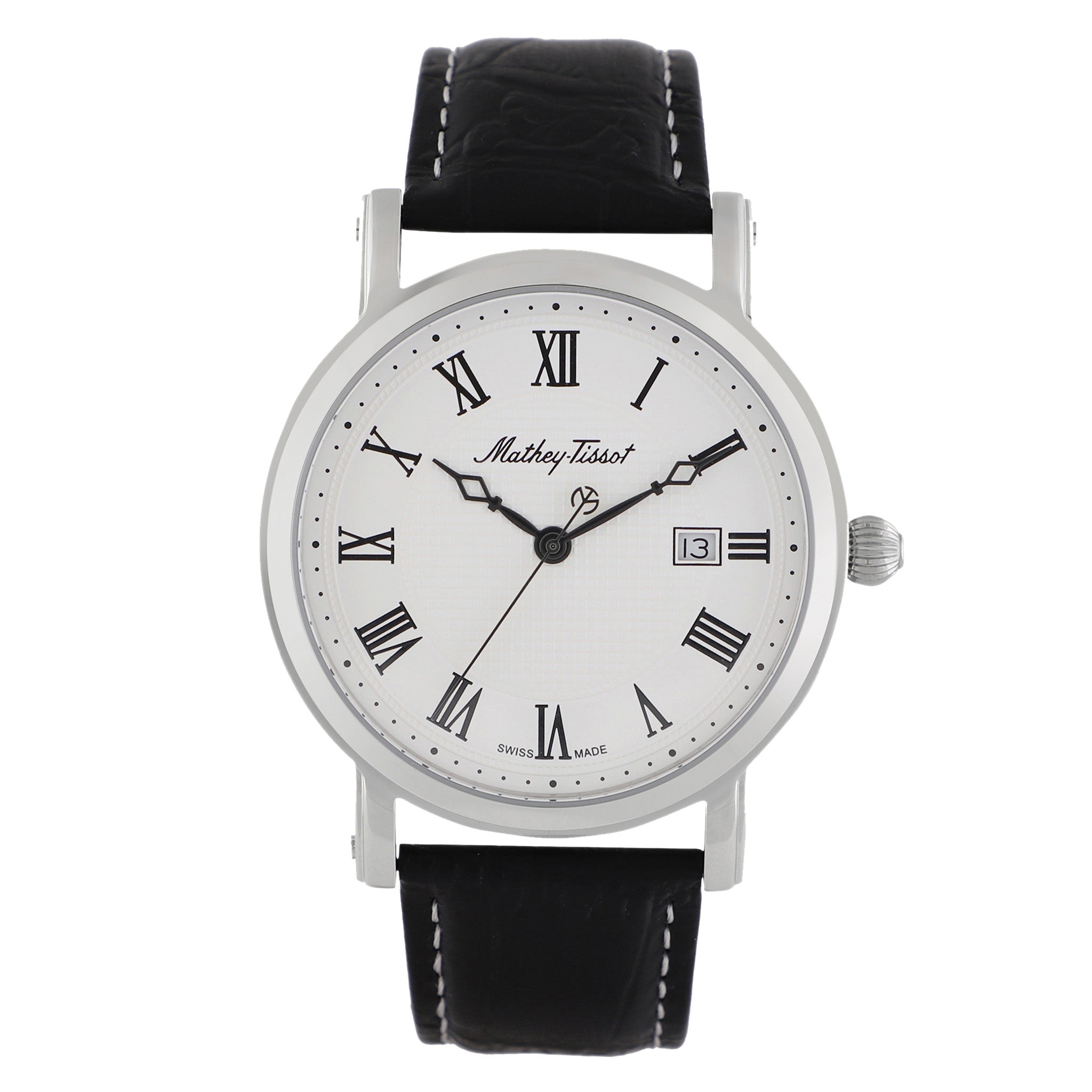 Mathey Tissot City Leather White Dial Swiss Made Men s Watch