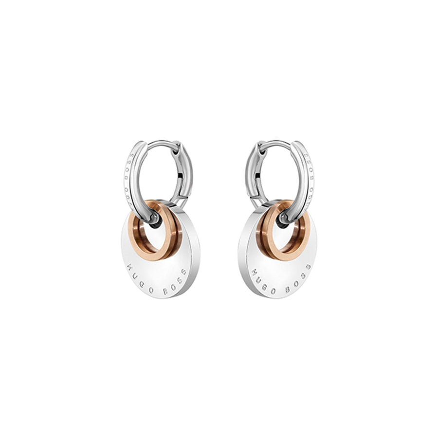 Hugo Boss Jewellery Two-Tone Stainless Steel Women's Hoop Earrings - 1580231