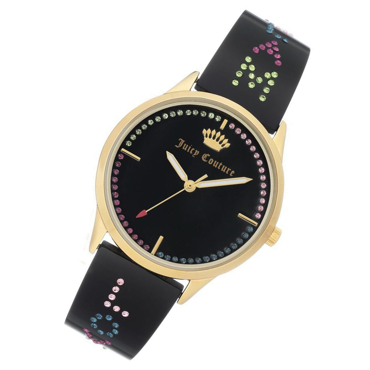 Juicy Couture Black Band with Multi-colour Swarovski Crystals Women's Watch - JC1084GPBK