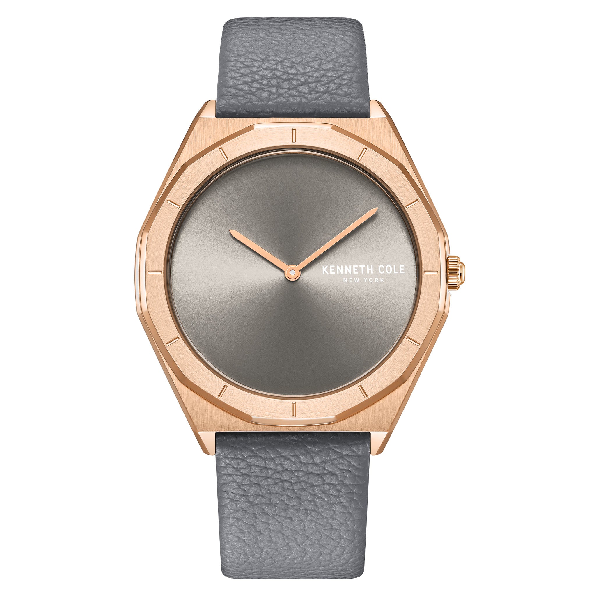 Kenneth Cole Stainless Steel Grey Dial Leather Men's Watch - KCWGA2234103