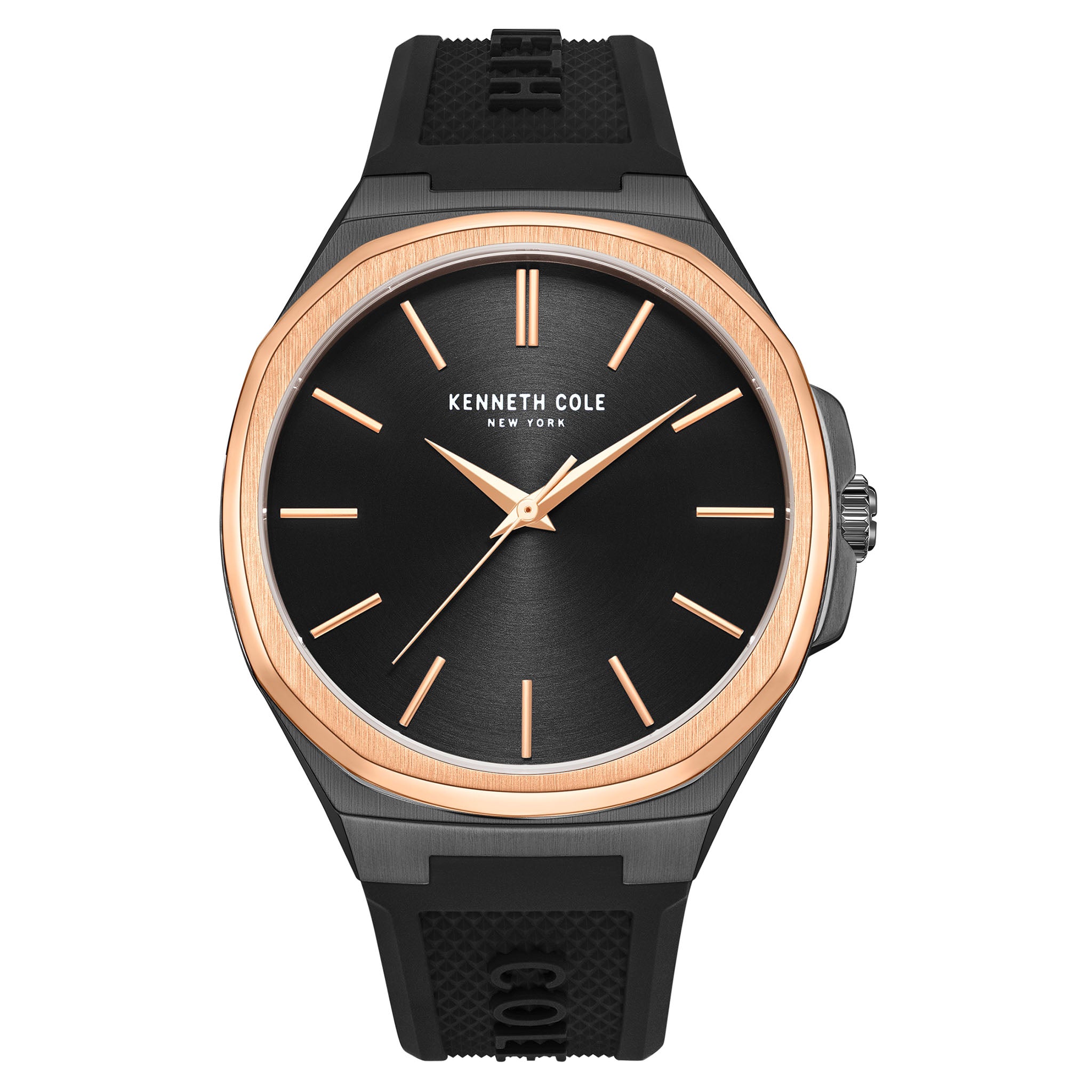 Kenneth Cole Stainless Steel Black Dial Silicon Men's Watch - KCWGM2233801