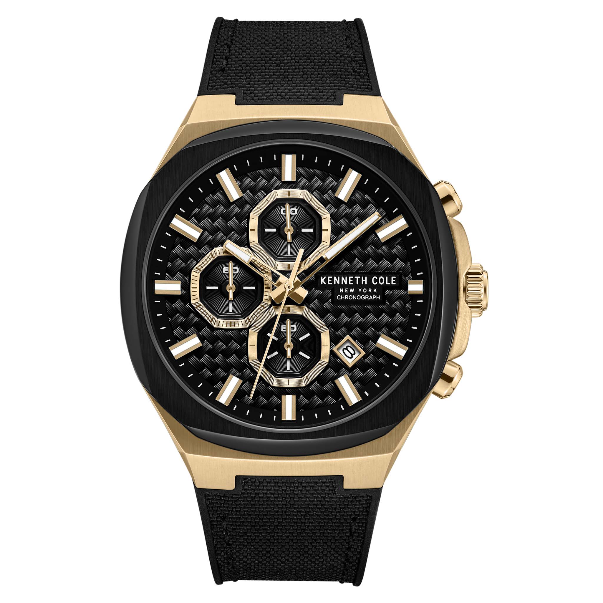 Kenneth Cole Stainless Steel Black Dial Silicon + Nylon Men's Watch - KCWGO0059602