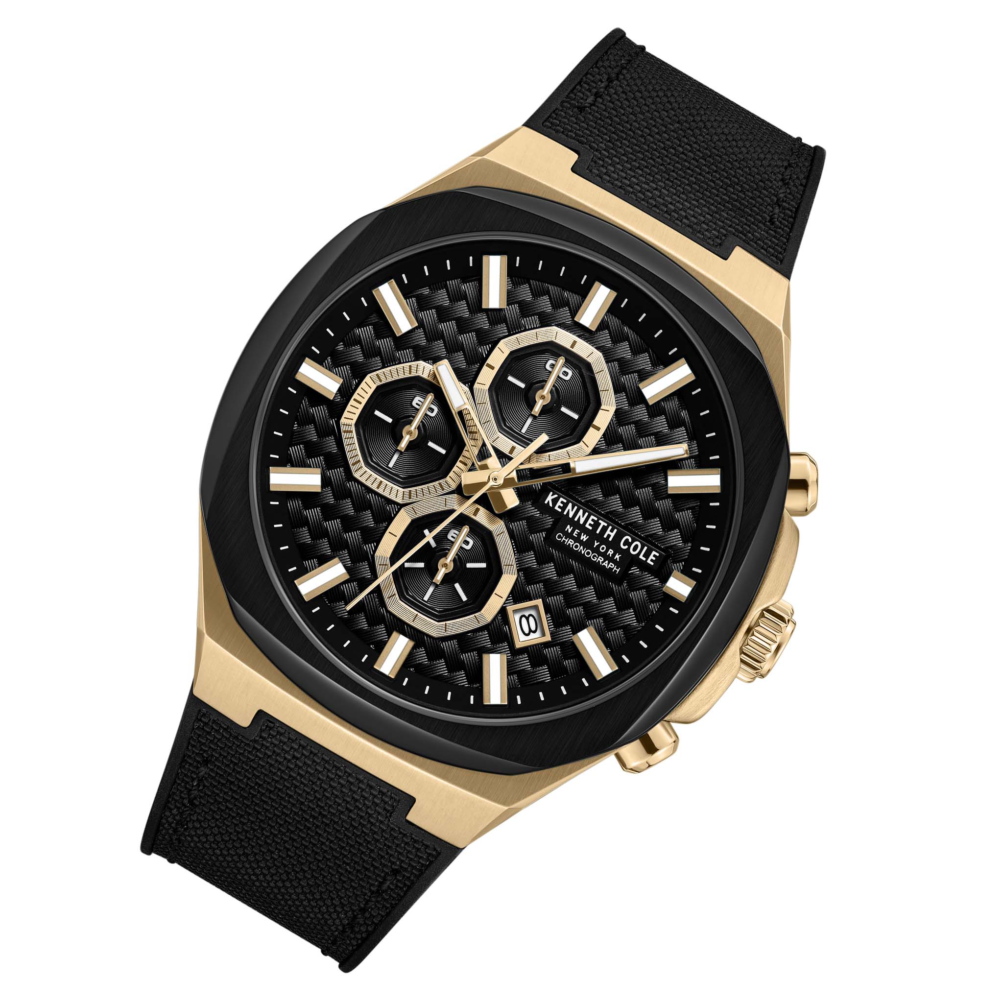 Kenneth Cole Silicone & Nylon Black Dial Chronograph Men's Watch - KCWGO0059602