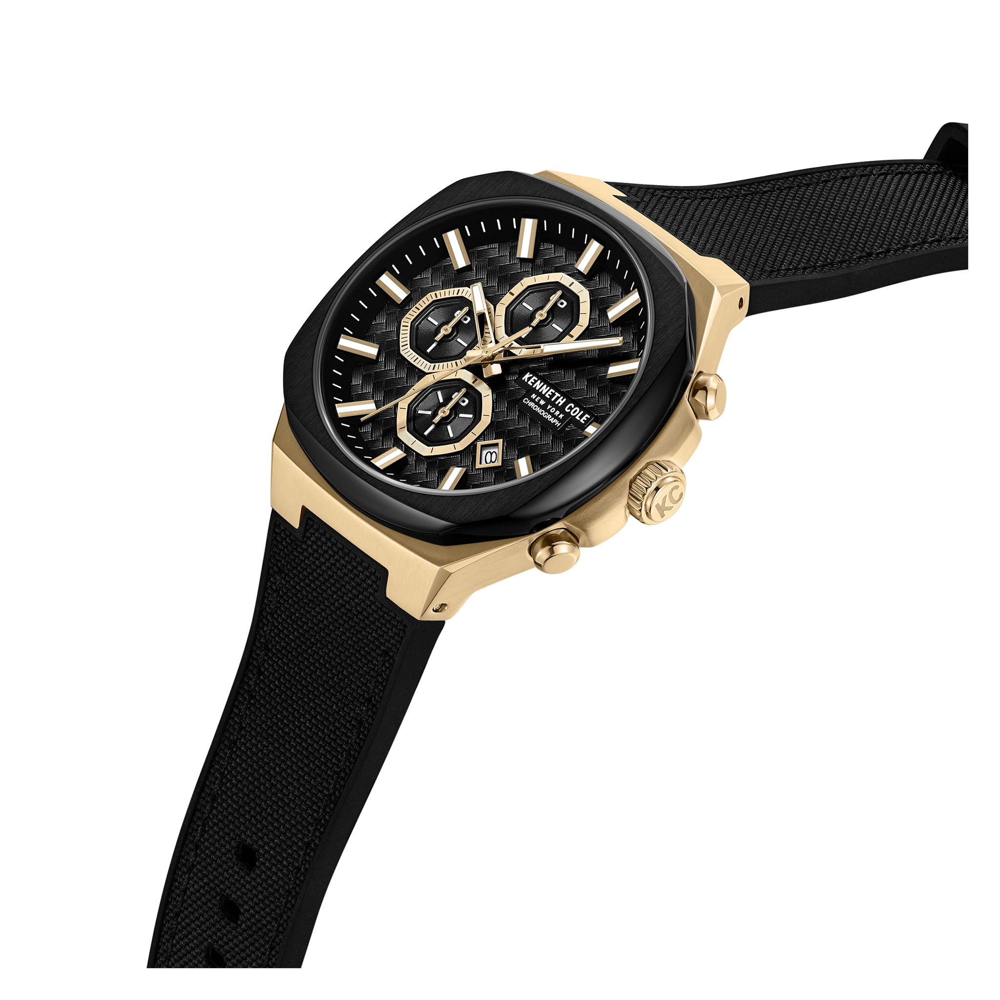 Kenneth Cole Silicone & Nylon Black Dial Chronograph Men's Watch - KCWGO0059602