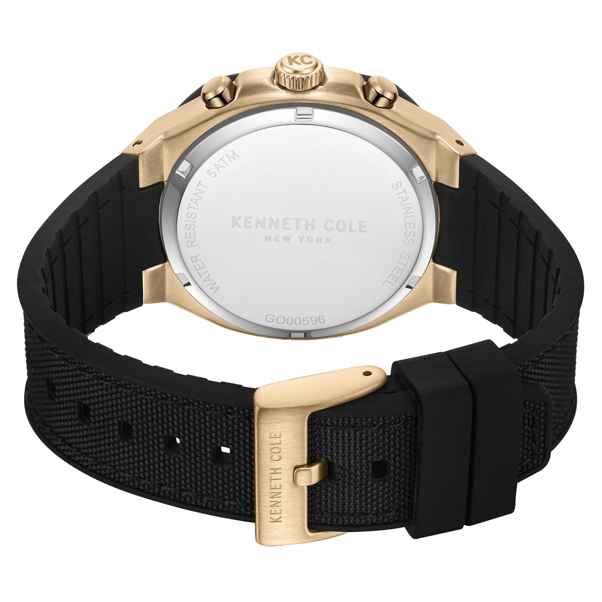 Kenneth Cole Silicone & Nylon Black Dial Chronograph Men's Watch - KCWGO0059602