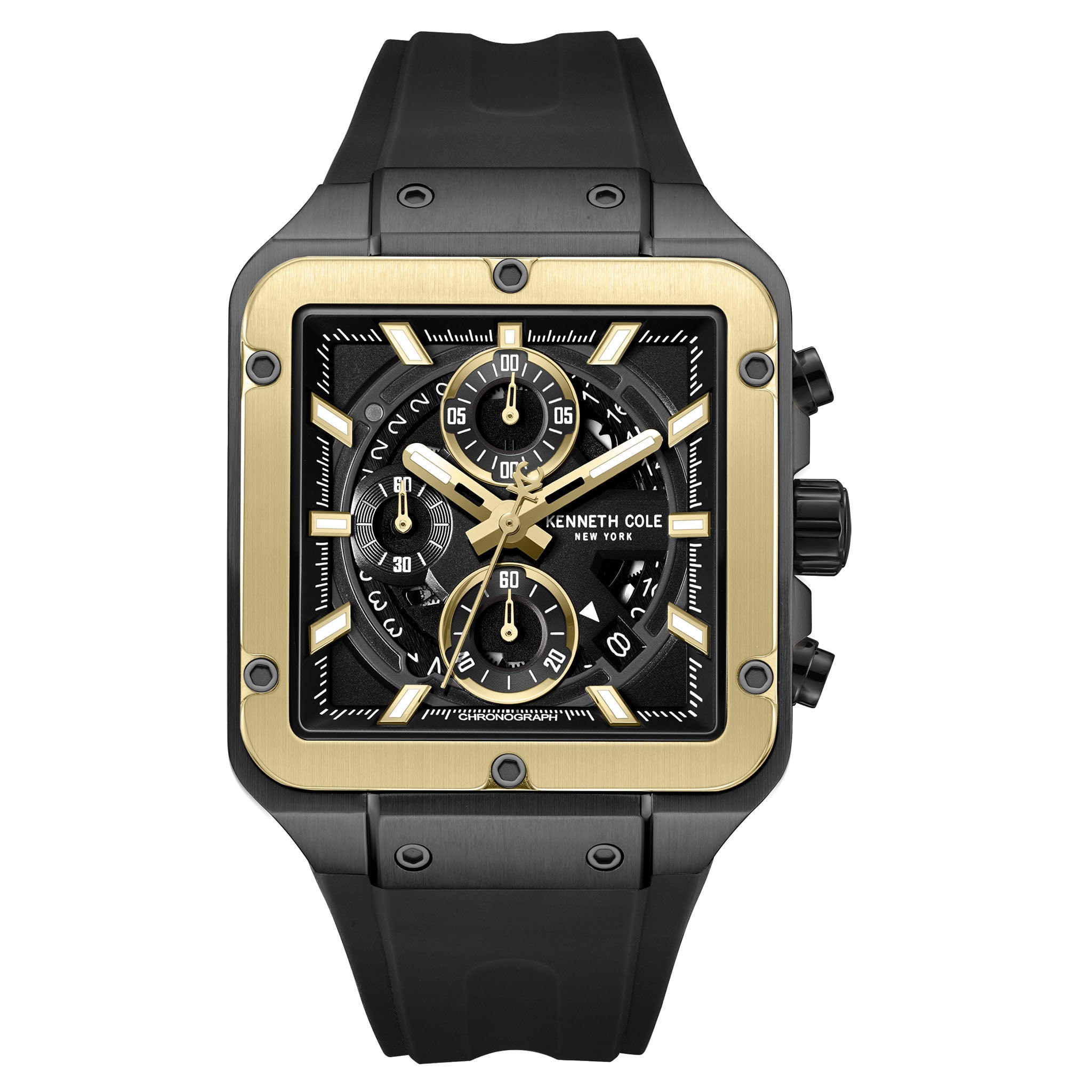 Kenneth Cole Stainless Steel Black Dial Silicon Men's Watch - KCWGO0065503