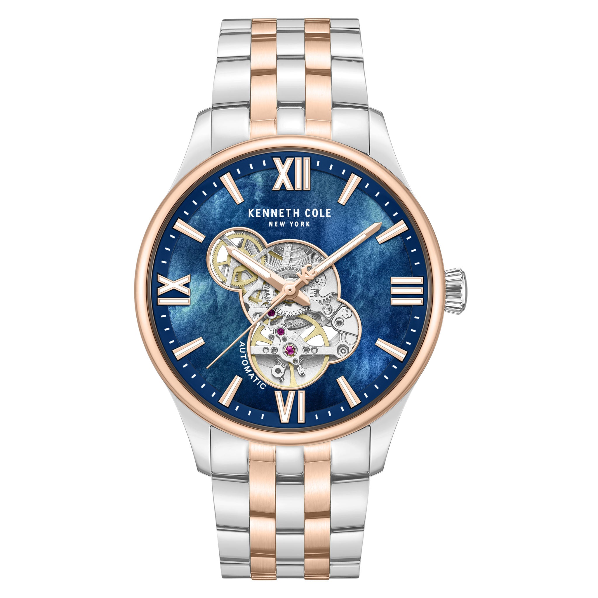 Kenneth Cole Stainless Steel Mother of Pearl Blue Dial Stainless Steel Automatic Men's Watch - KCWGY0089103