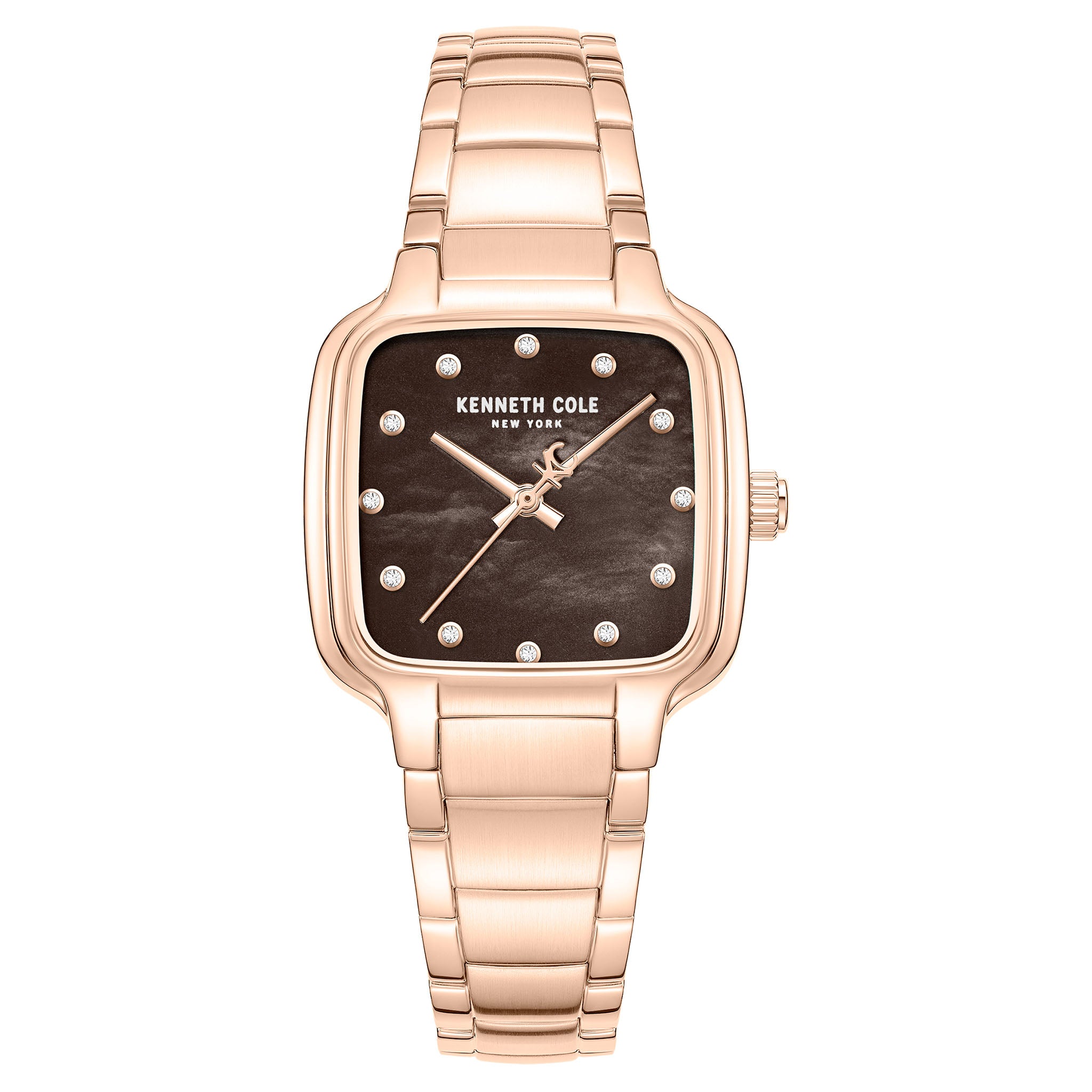 Kenneth Cole Stainless Steel Mother of Pearl Brown Dial Stainless Steel Women's Watch - KCWLG0087801