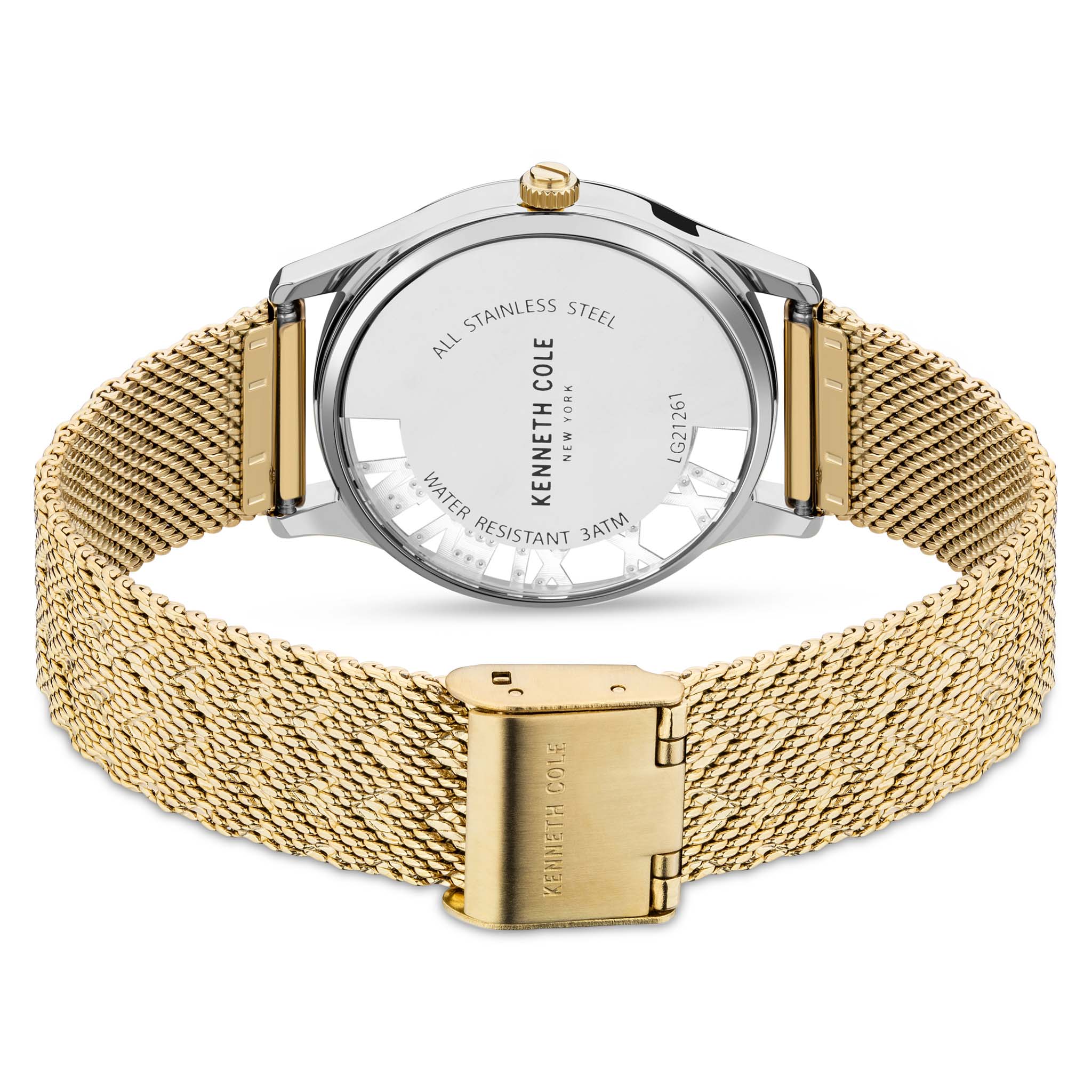 Kenneth Cole Gold Steel Mesh MOP Dial Women's Watch - KCWLG2126103