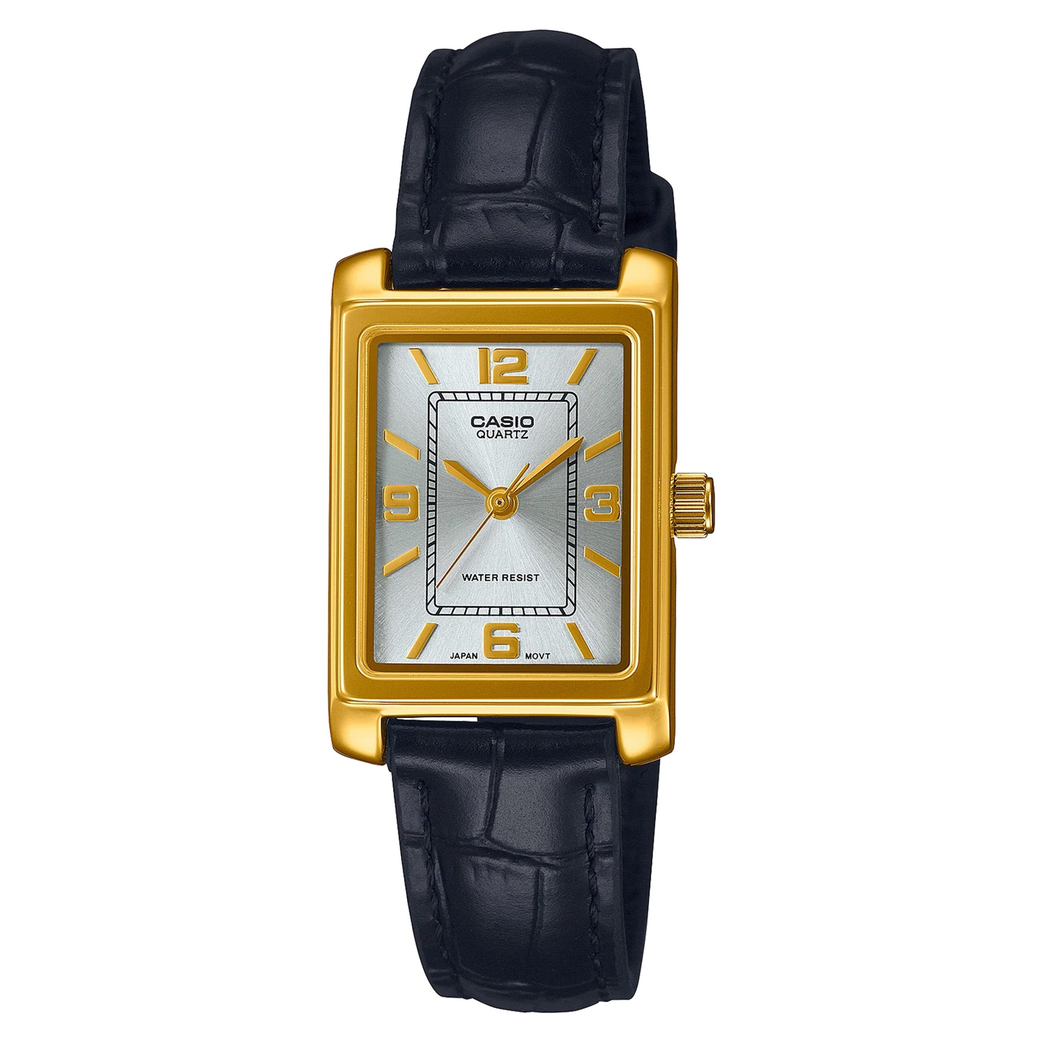 Casio Black Leather Silver Dial Men's Watch - LTP1234PGL-7A2