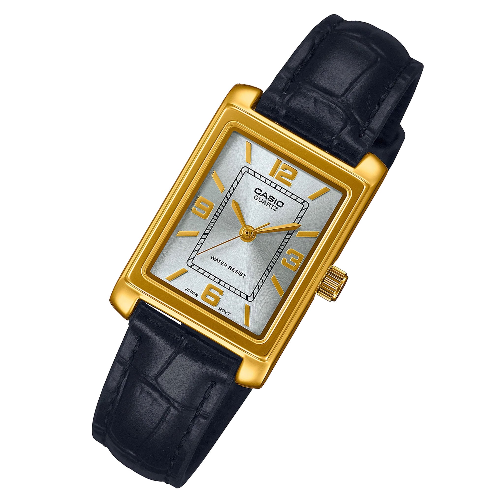 Casio Black Leather Silver Dial Men's Watch - LTP1234PGL-7A2