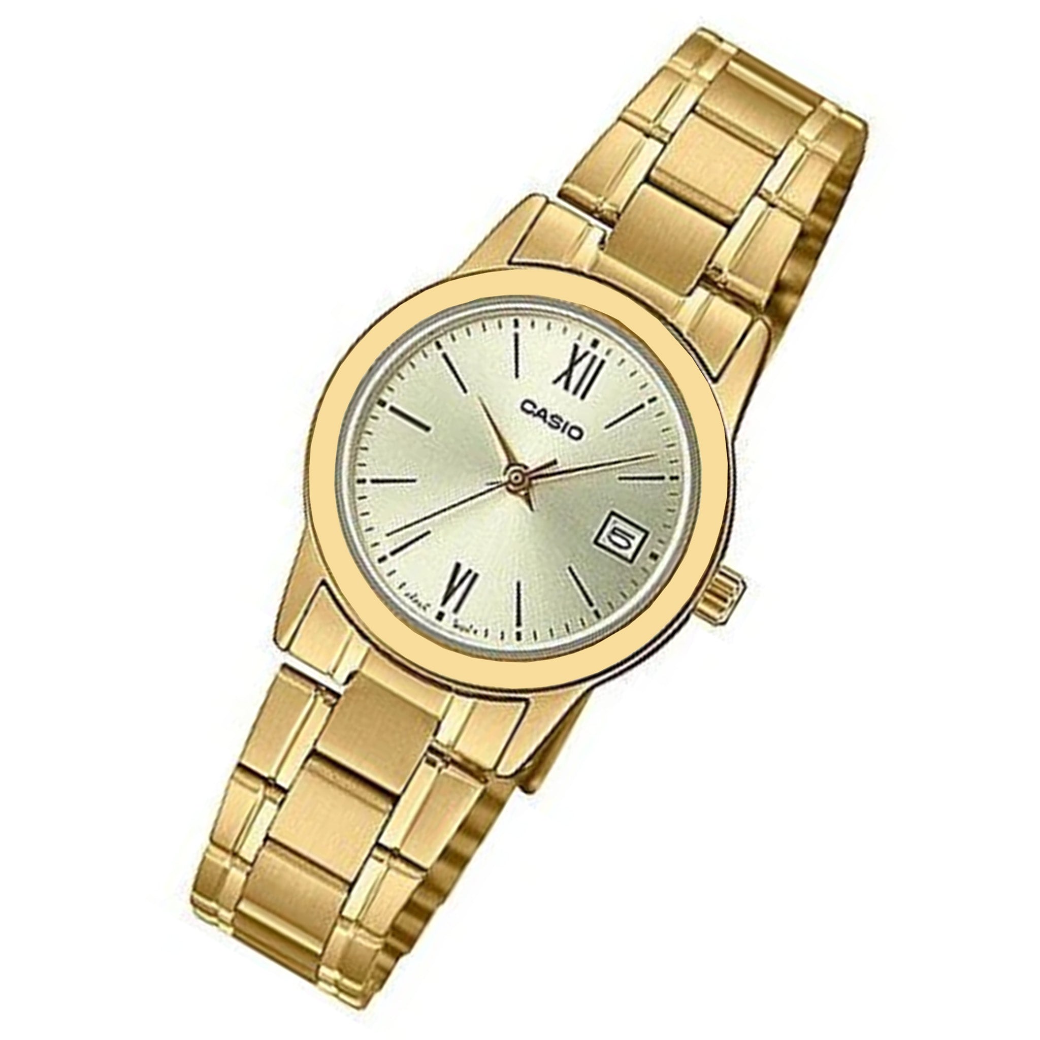 Casio Gold Steel Champagne Gold Dial Women's Watch - LTPV002G-9B3