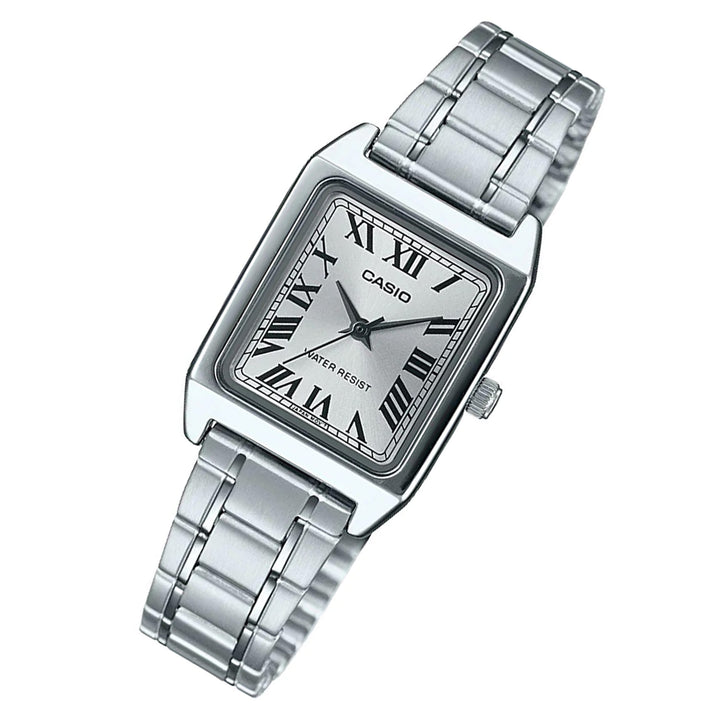 Casio Stainless Steel Silver White Dial Women's Watch - LTPV007D-7B