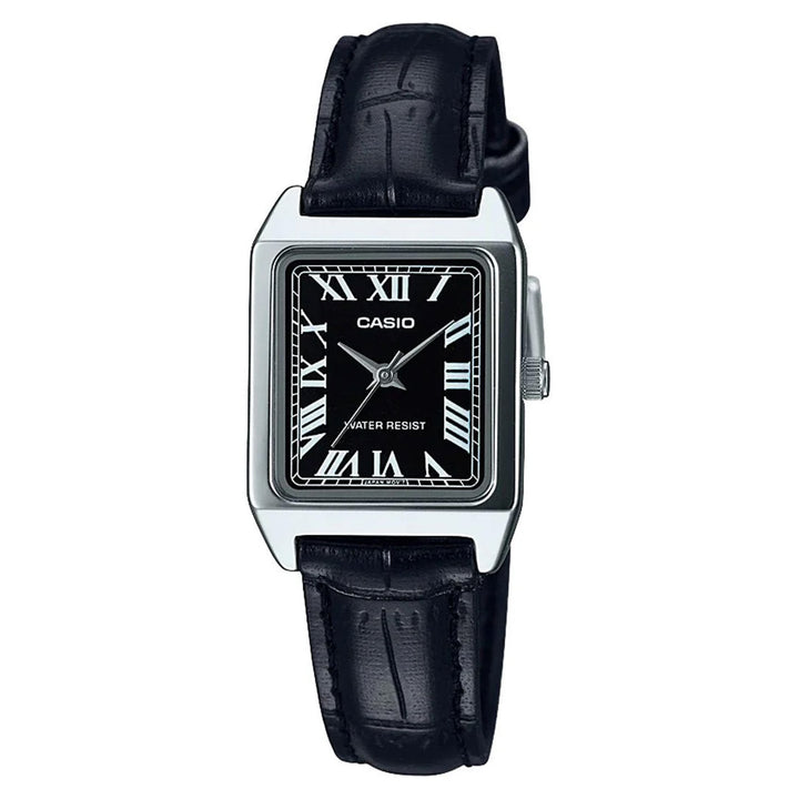 Casio Leather Black Dial Women's Watch - LTPV007L-1B