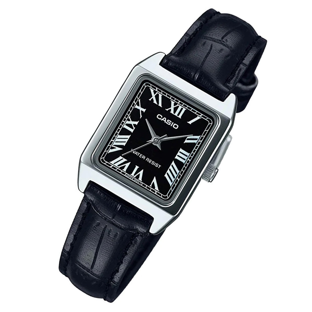 Casio Leather Black Dial Women's Watch - LTPV007L-1B