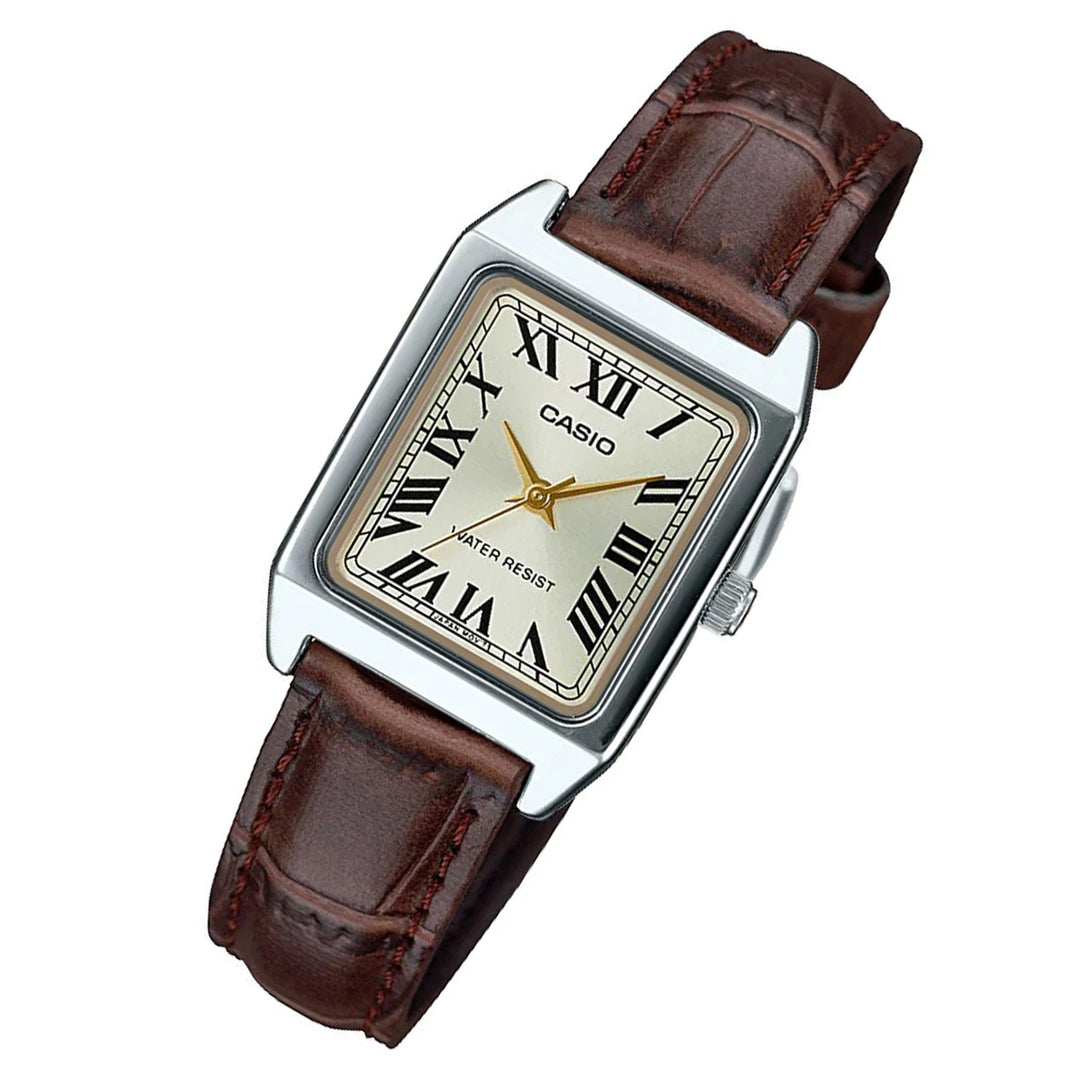 Casio Brown Leather Light Gold Dial Women's Watch - LTPV007L-7B2