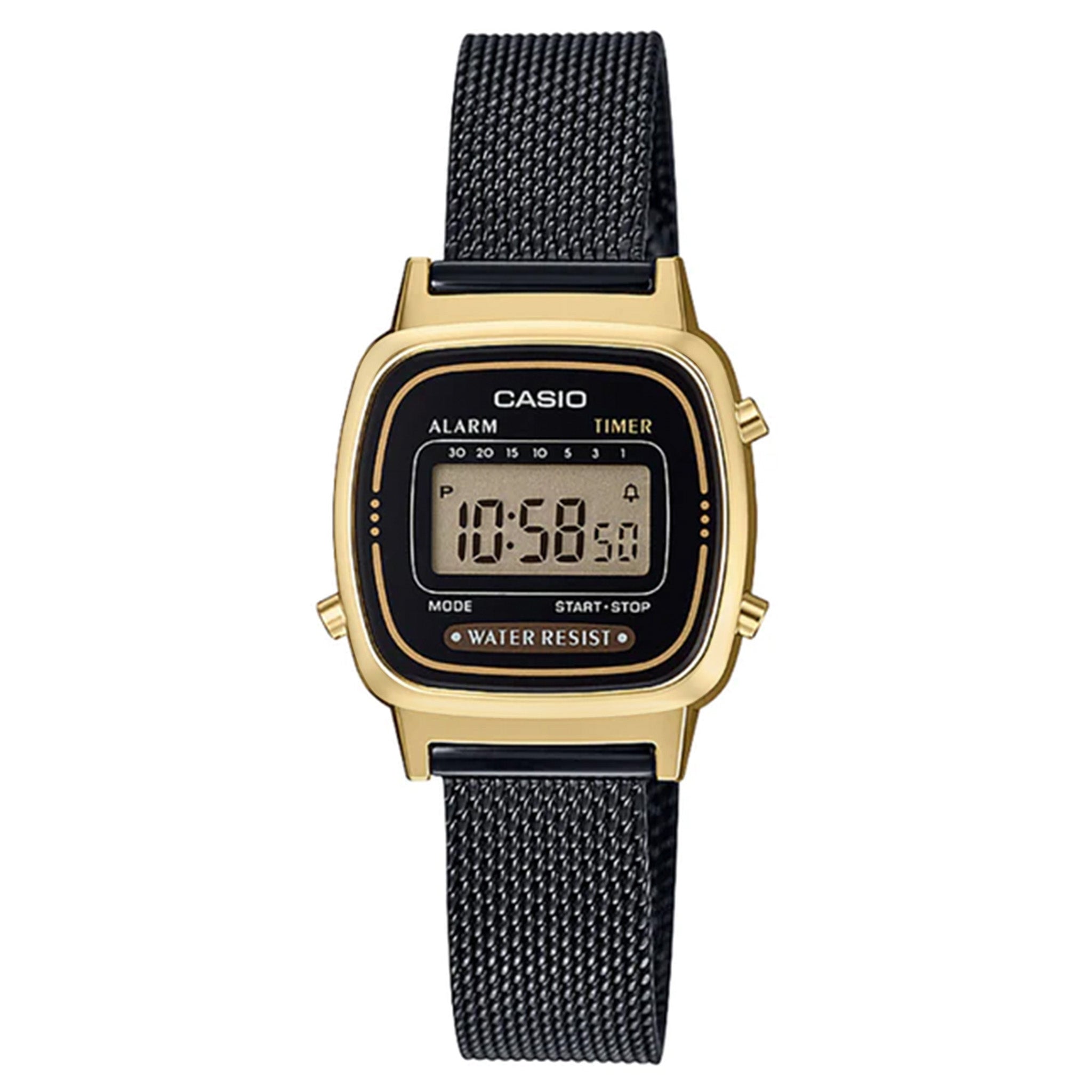 Casio Vintage Grey Steel Mesh Digital Women's Watch - LA670WEMB-1D