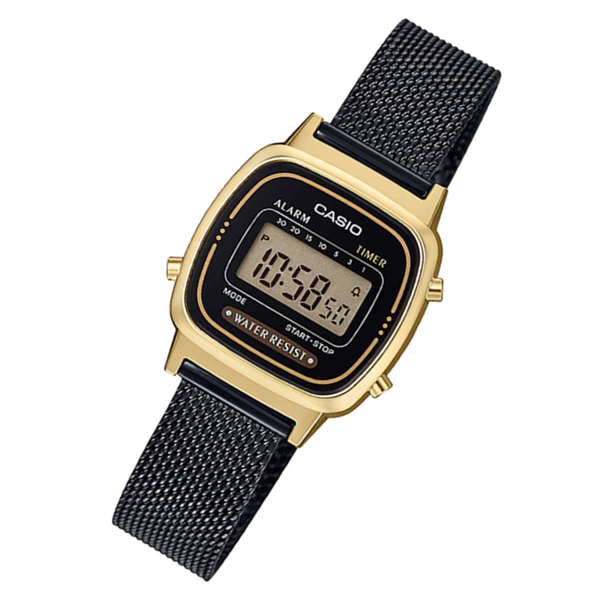 Casio Vintage Grey Steel Mesh Digital Women's Watch - LA670WEMB-1D