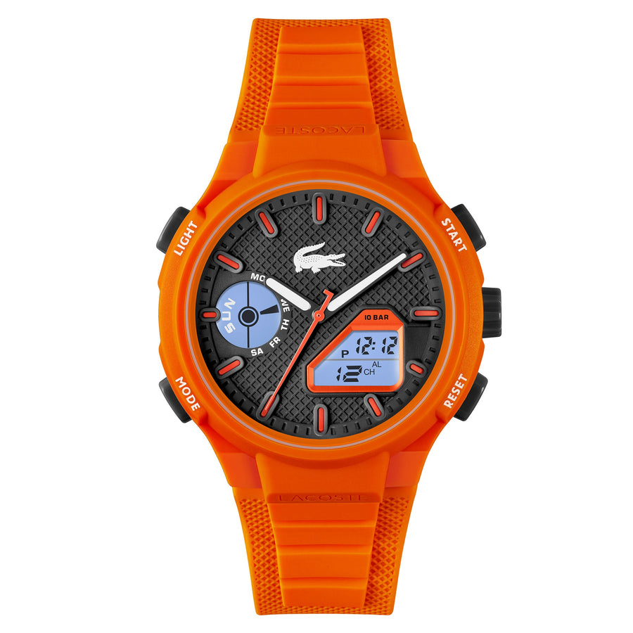 Lacoste Orange Silicone Black Dial Multi-function Men's Watch - 2011369