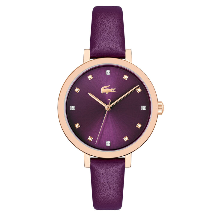 Lacoste Purple Leather Plum Dial Women's Watch - 2001399