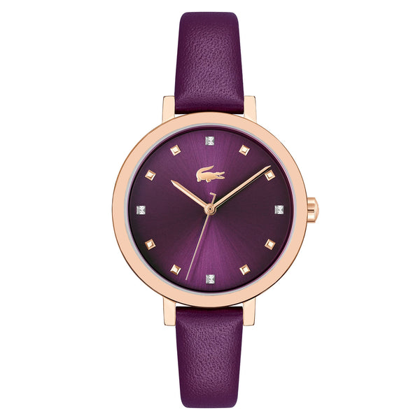 Lacoste Purple Leather Plum Dial Women display picture 3
