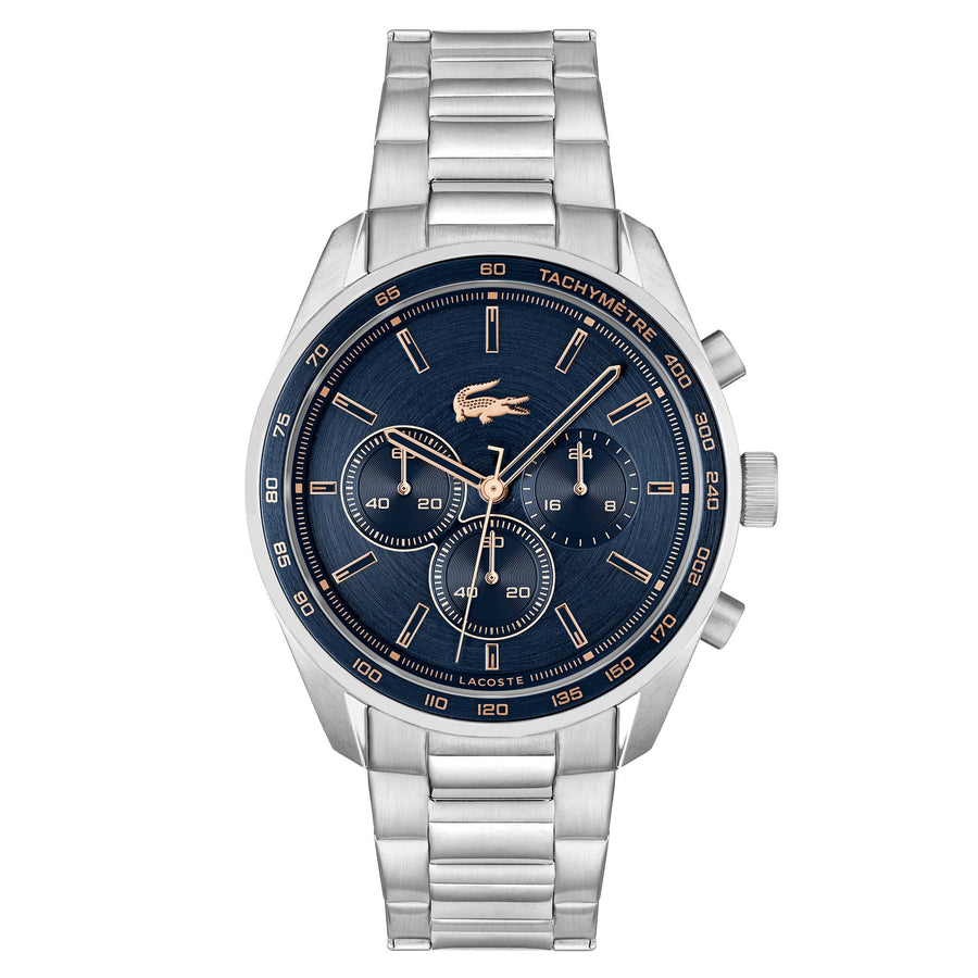Lacoste Stainless Steel Blue Dial Chronograph Men's Watch - 2011380