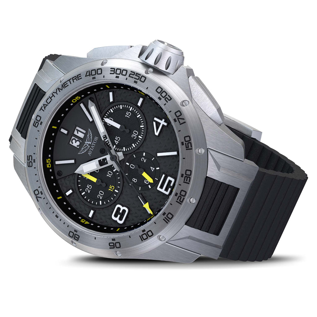 Aviator Black Rubber Chronograph Swiss Made Men's Watch - M21901316