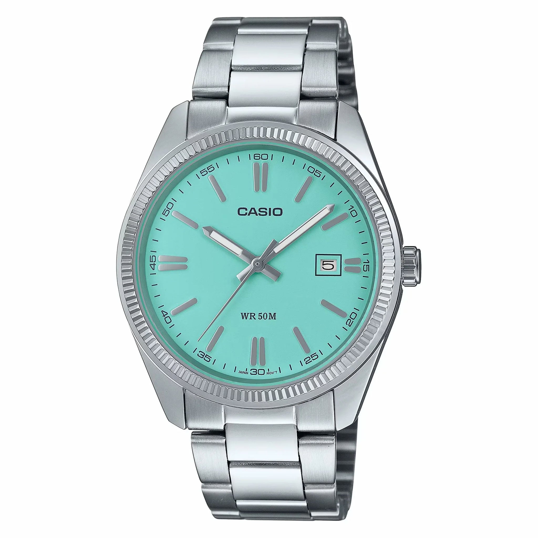 Casio Stainless Steel Turquoise Dial Men's Watch - MTP1302PD-2A2