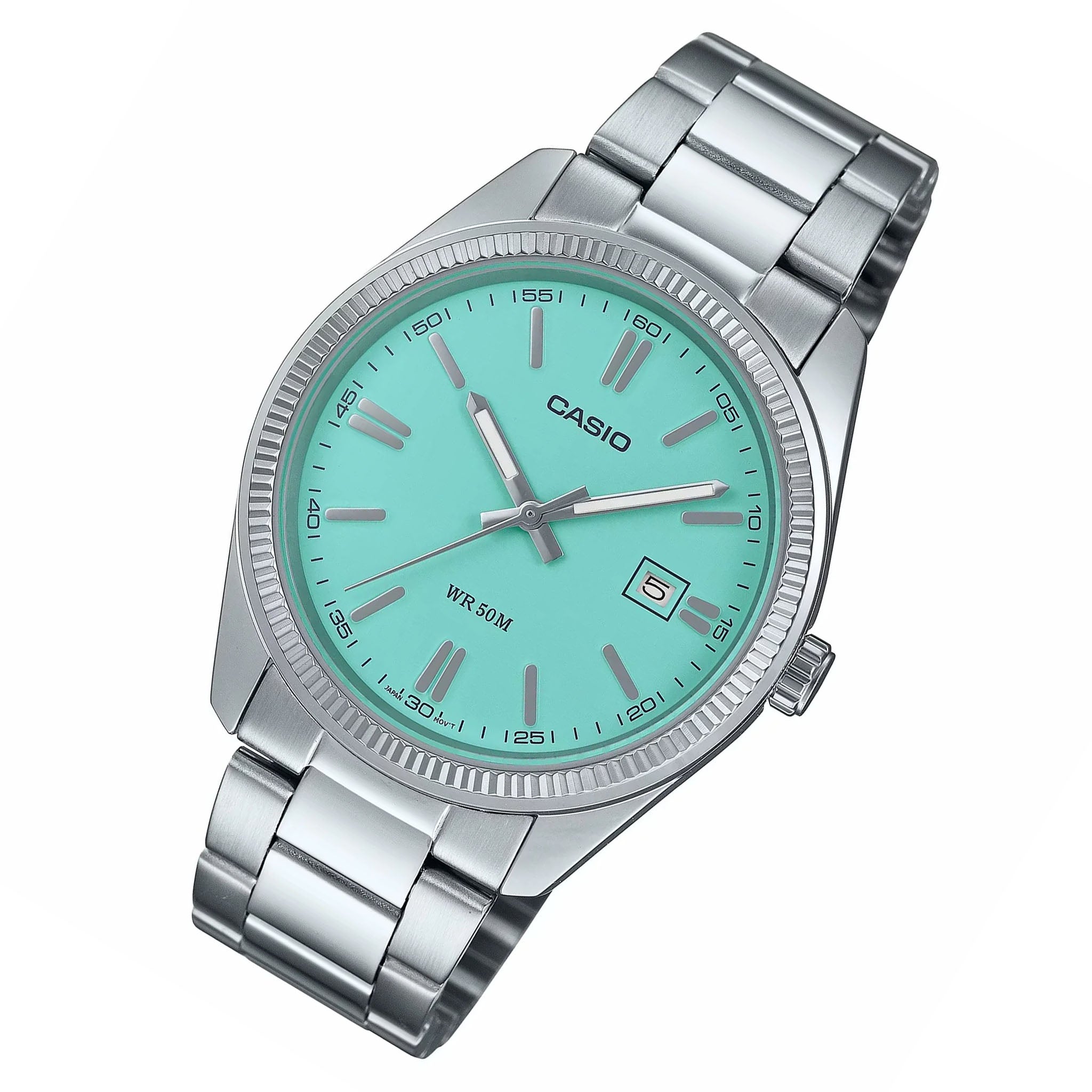 Casio Stainless Steel Turquoise Dial Men's Watch - MTP1302PD-2A2