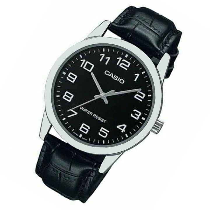 Casio Black Leather Men's Watch - MTPV001L-1B