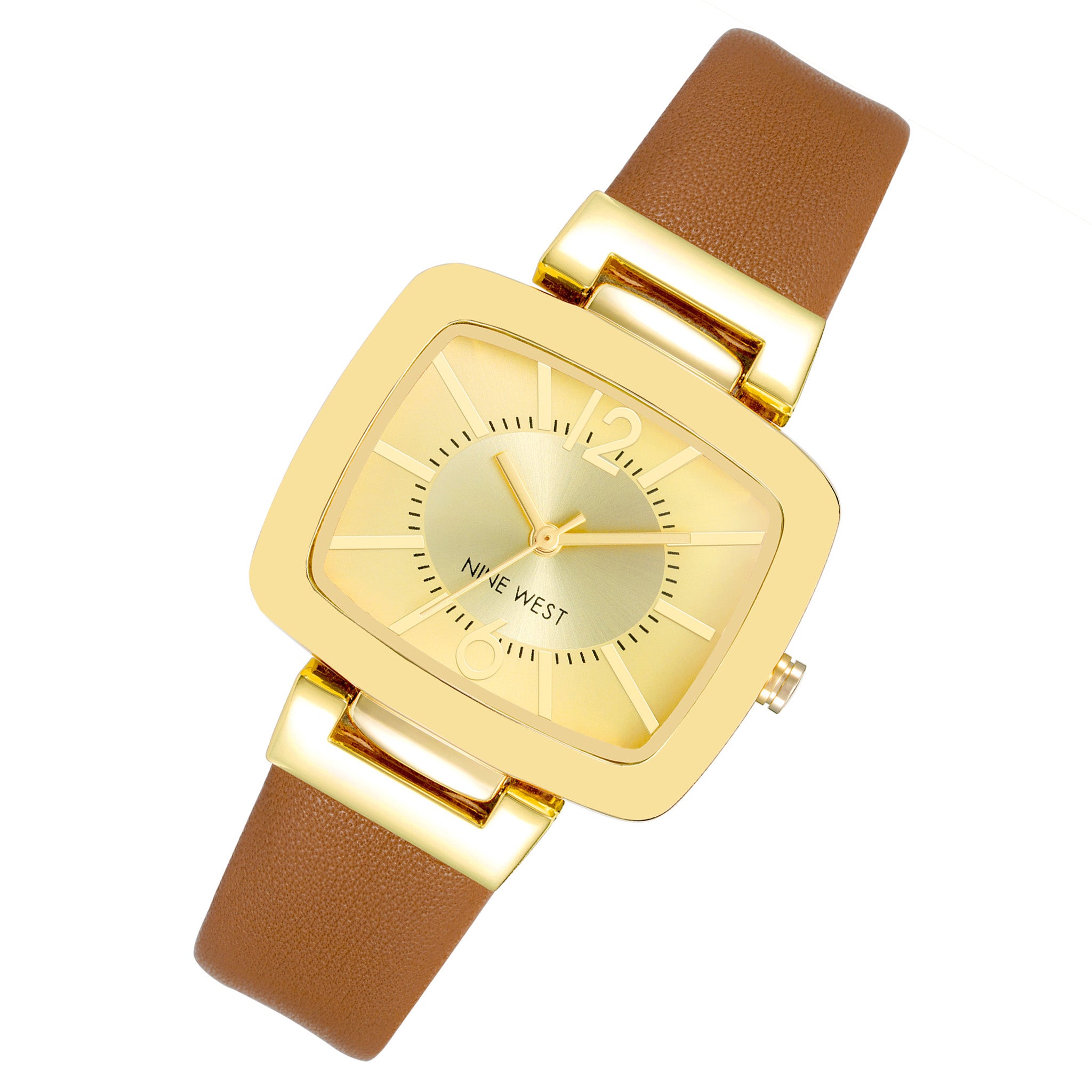 Nine West Honey-Tone Leather Champagne Dial Women's Watch - NW1856GPHY